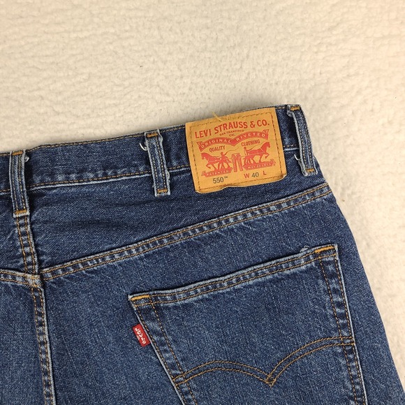 Levi's 550 Shorts Mens 40 Blue Denim Jean 10" Inseam Casual Bermuda Baggy Loose - Picture 8 of 11